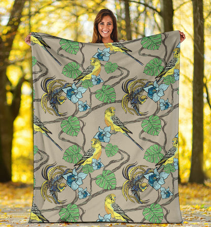 Parakeet Pattern Print Design A02 Premium Blanket