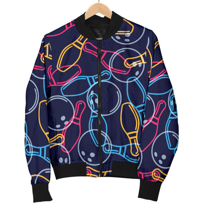 Bowling Pattern Print Design 07 Men Bomber Jacket
