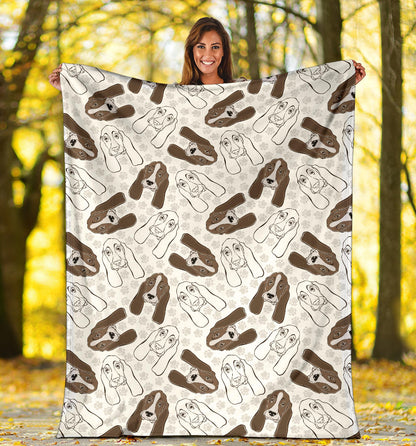 Basset Hound Pattern Print Design 01 Premium Blanket