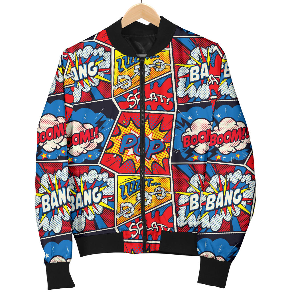 Comic Book Pattern Print Design 03 Men Bomber Jacket