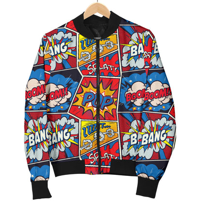 Comic Book Pattern Print Design 03 Men Bomber Jacket