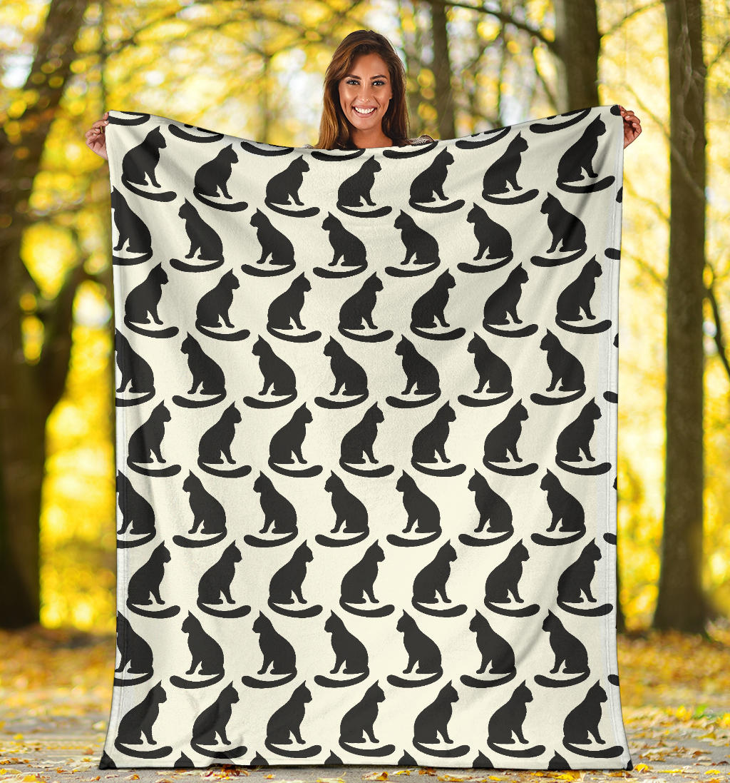 Black Cat Pattern Print Design 02 Premium Blanket