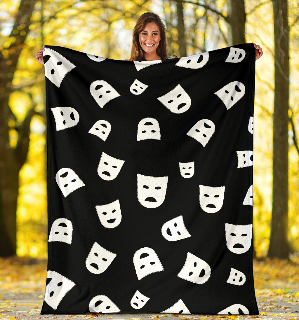 Acting Mask Pattern Print Design 03 Premium Blanket