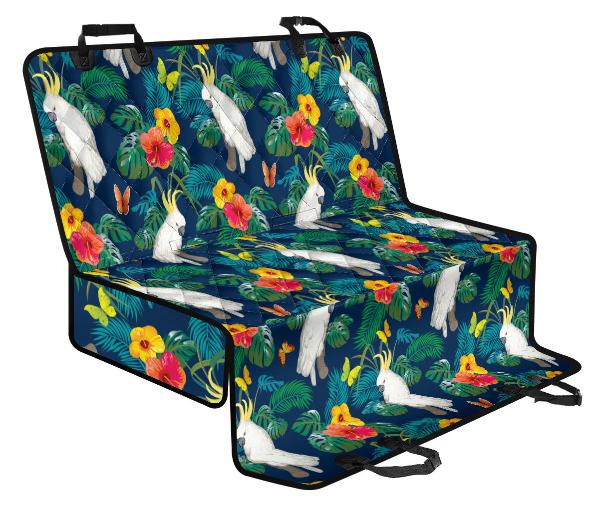 Cockatoo Tropical Pattern Print Design 02 Rear Dog Car Seat Cover Hammock