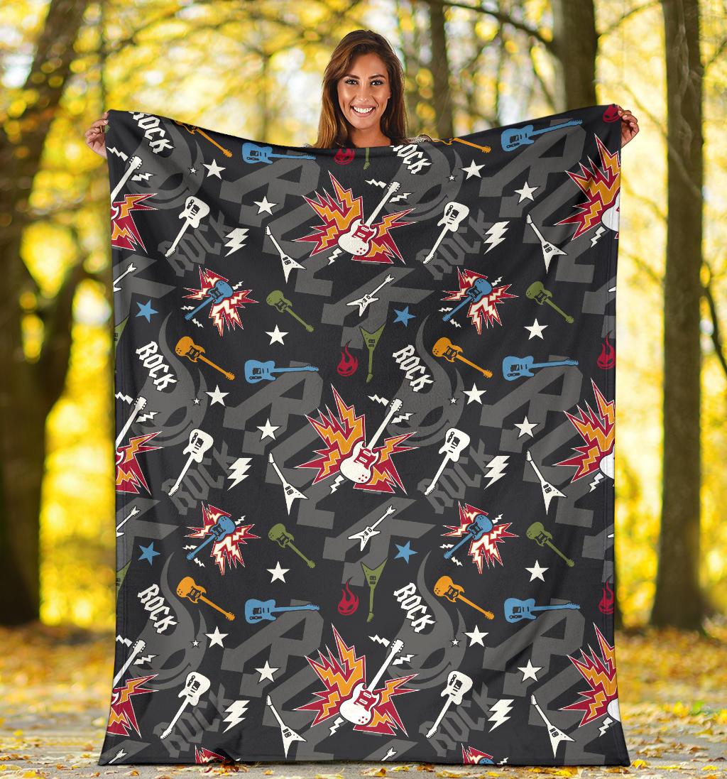 Rock and Roll Pattern Print Design A01 Premium Blanket