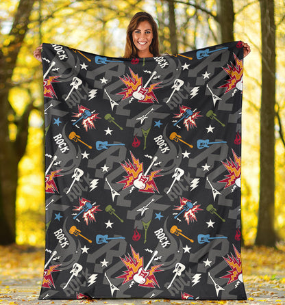 Rock and Roll Pattern Print Design A01 Premium Blanket