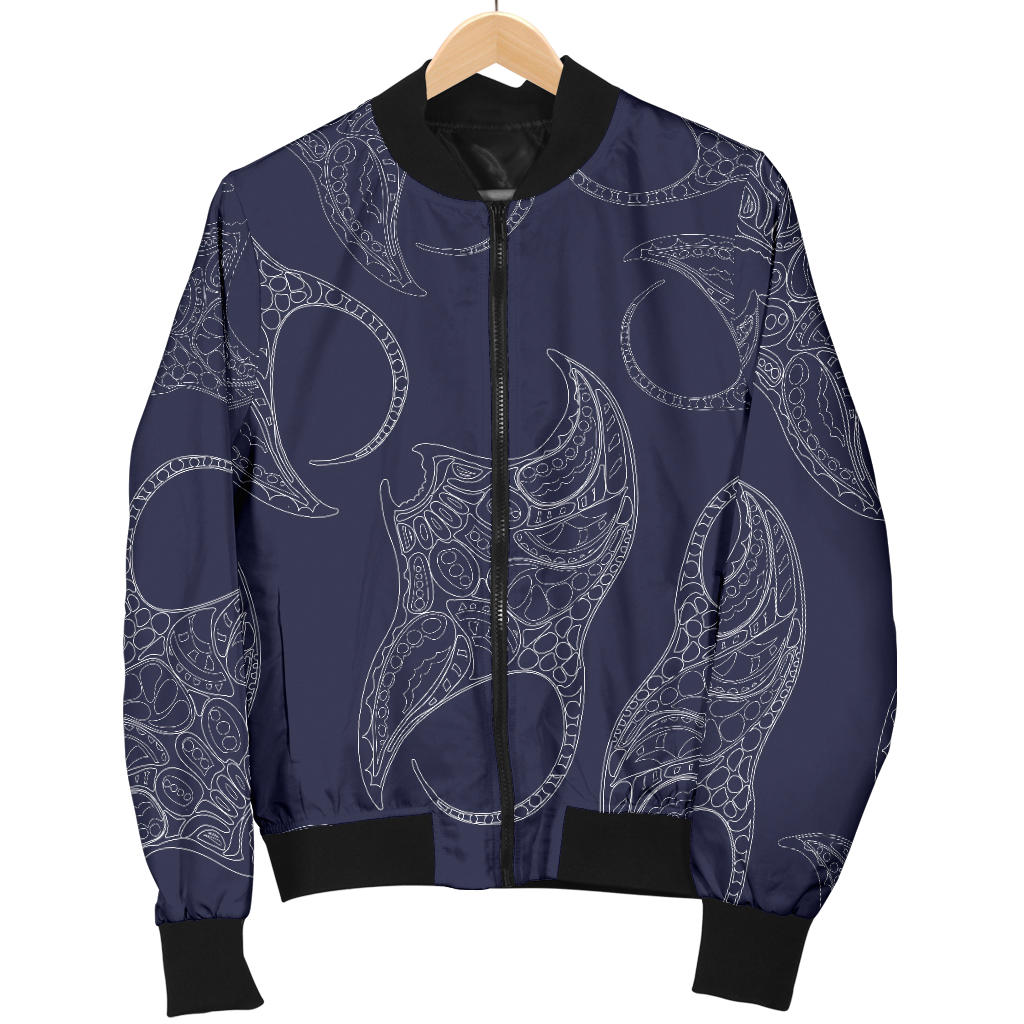 Manta Ray Pattern Print Design 01 Men Bomber Jacket