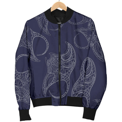 Manta Ray Pattern Print Design 01 Men Bomber Jacket