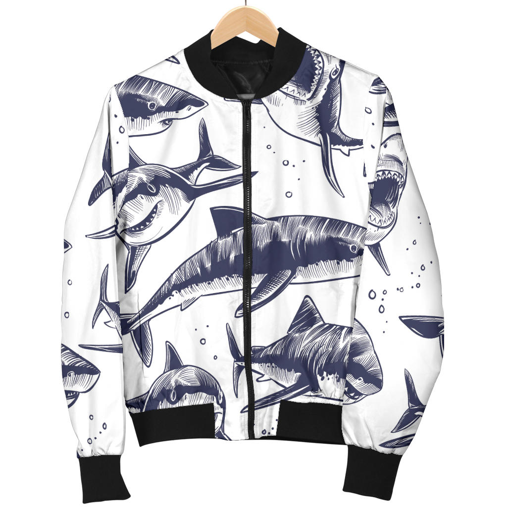 Great White Shark Pattern Print Design 02 Men Bomber Jacket