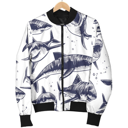 Great White Shark Pattern Print Design 02 Men Bomber Jacket