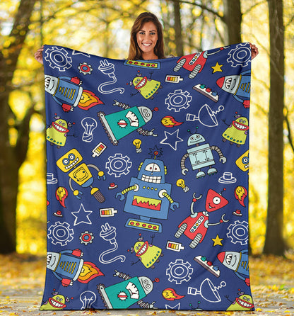 Robot Pattern Print Design A03 Premium Blanket