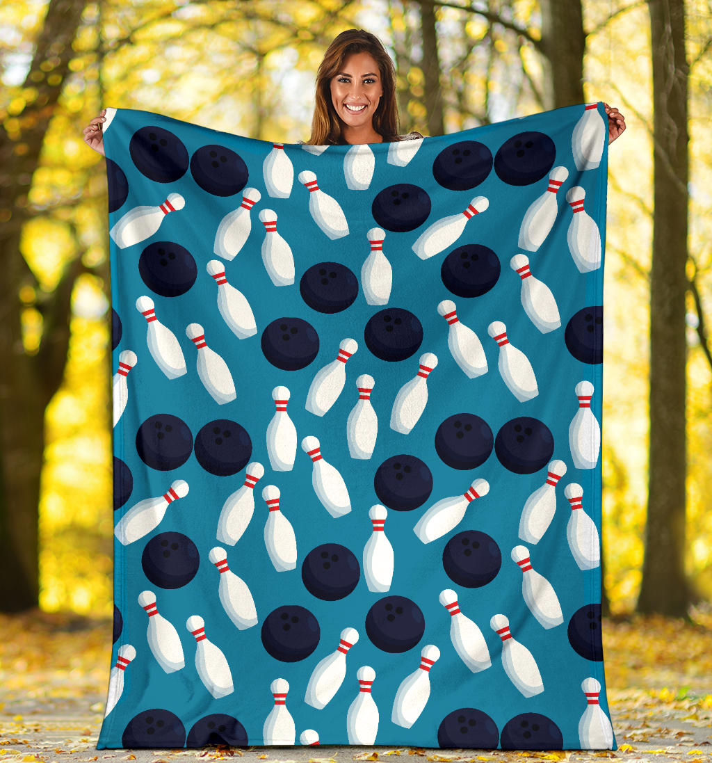 Bowling Pin Pattern Print Design 010 Premium Blanket