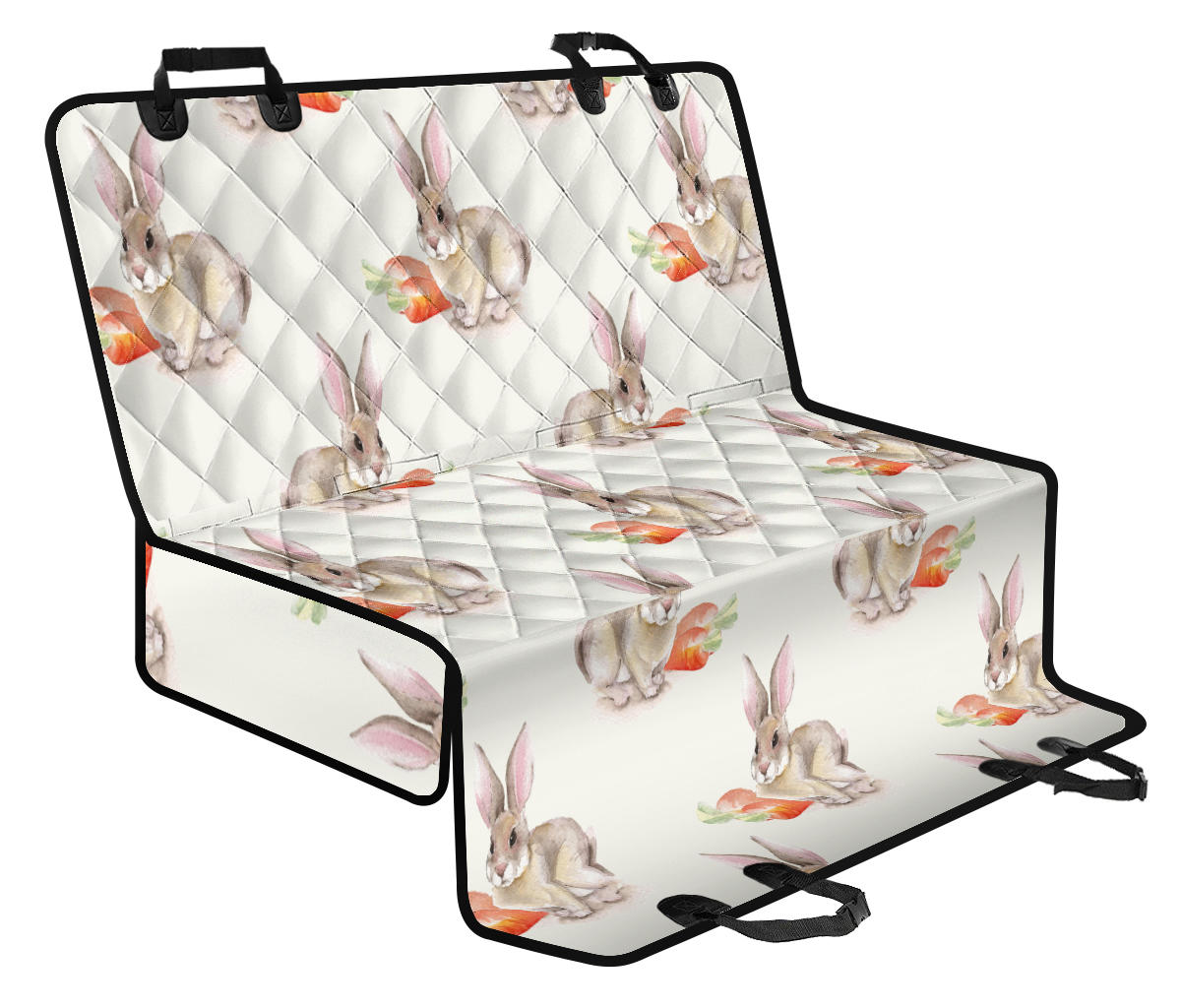 Rabbit Pattern Print Design 01 Rear Dog Car Seat Cover Hammock