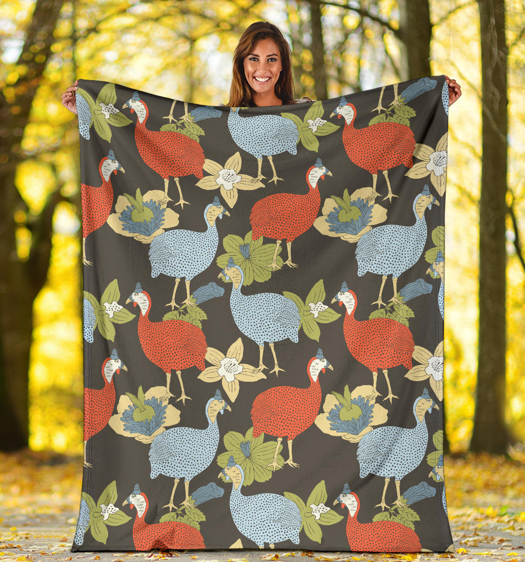 Guinea Fowl Pattern Print Design 02 Premium Blanket