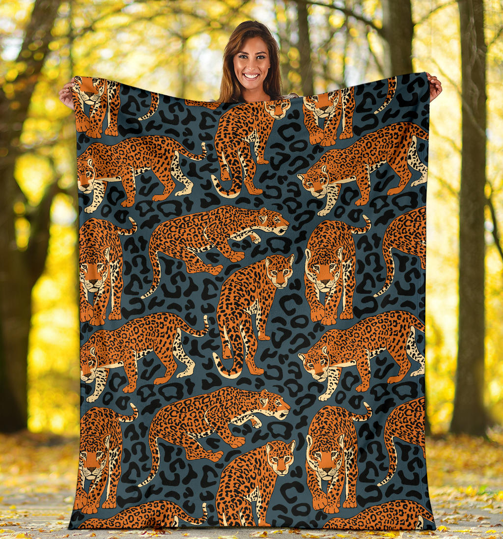 Jaguar Pattern Print Design 04 Premium Blanket