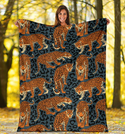 Jaguar Pattern Print Design 04 Premium Blanket