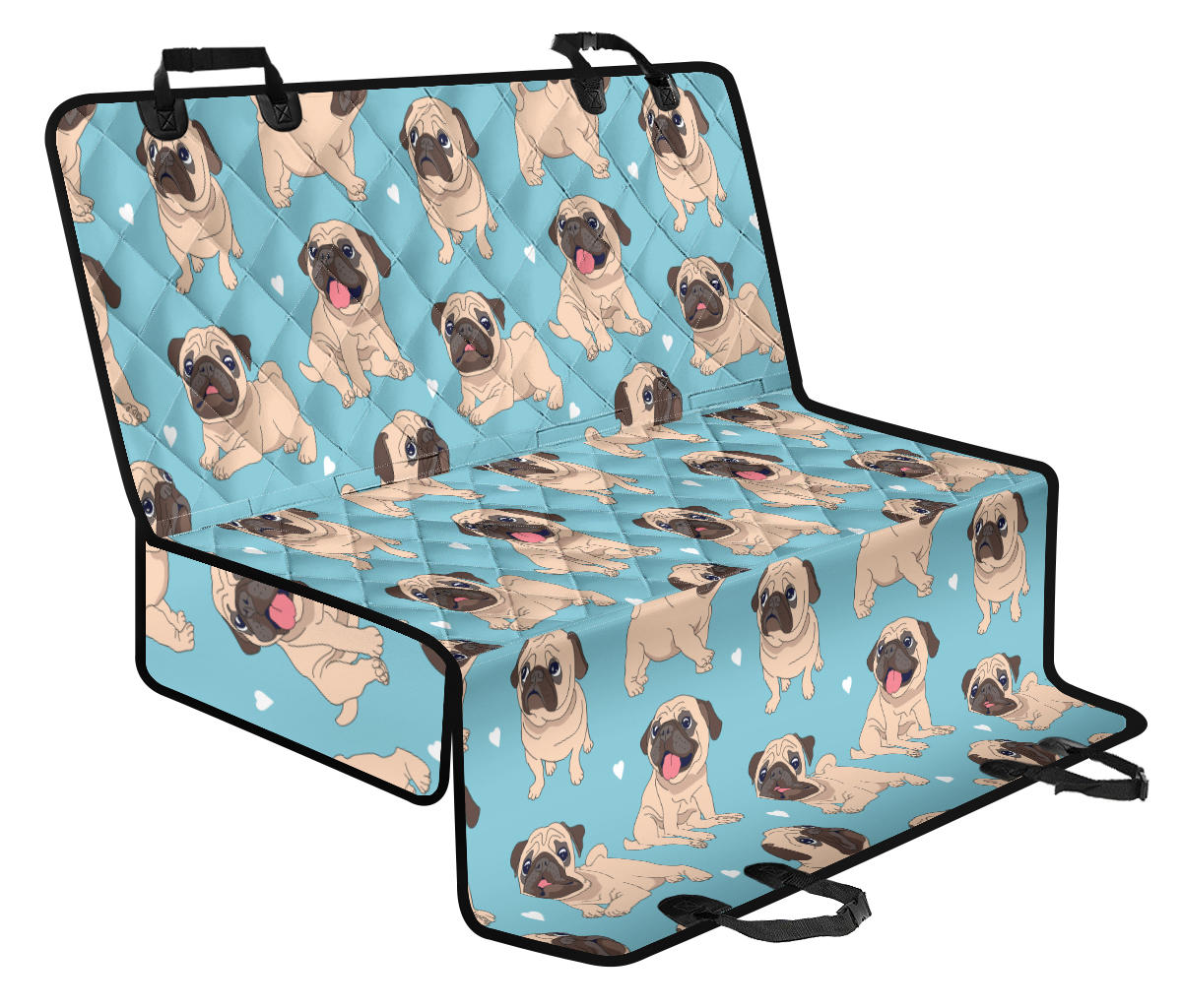Pug Pattern Print Design A03 Rear Dog Car Seat Cover Hammock