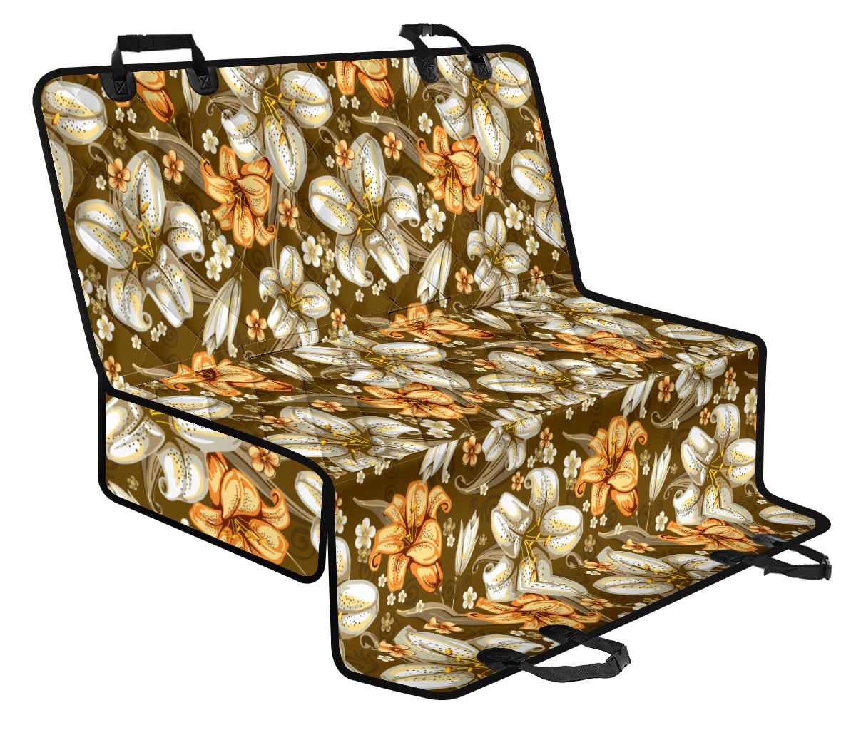 Lily Pattern Print Design 01 Rear Dog Car Seat Cover Hammock