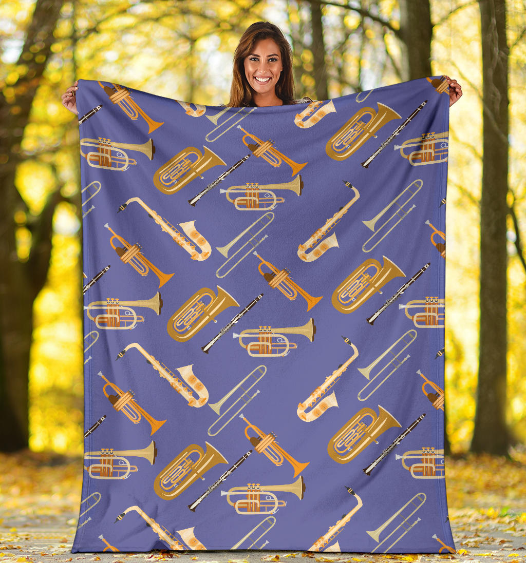 Trombone Pattern Print Design 02 Premium Blanket