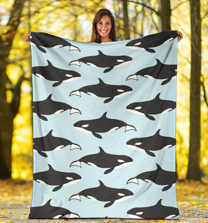 Killer Whale Pattern Print Design 01 Premium Blanket