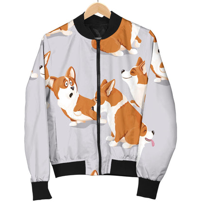 Pembroke Welsh Corgis Pattern Print Design A04 Men Bomber Jacket