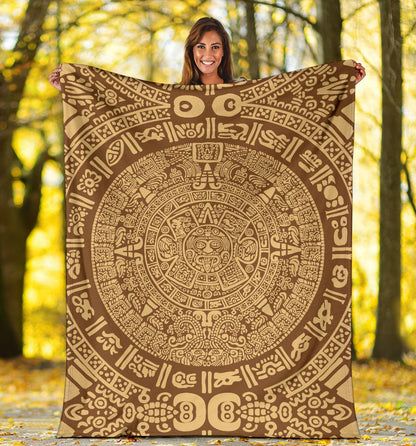 Mayan Pattern Print Design 01 Premium Blanket