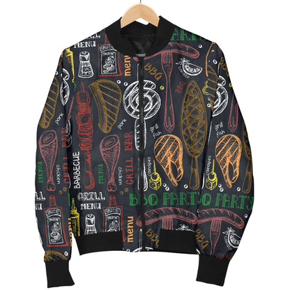 Barbecue Pattern Print Design 03 Men Bomber Jacket