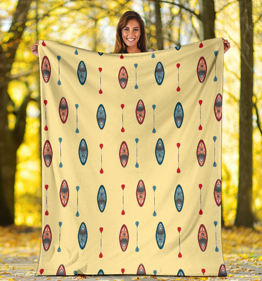 Kayak Pattern Print Design 02 Premium Blanket