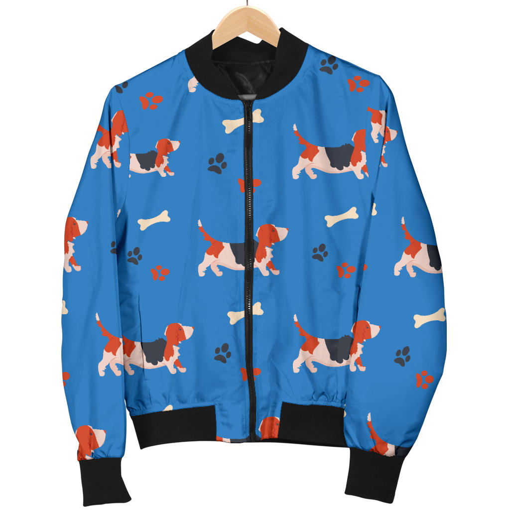 Basset Hound Pattern Print Design 02 Men Bomber Jacket