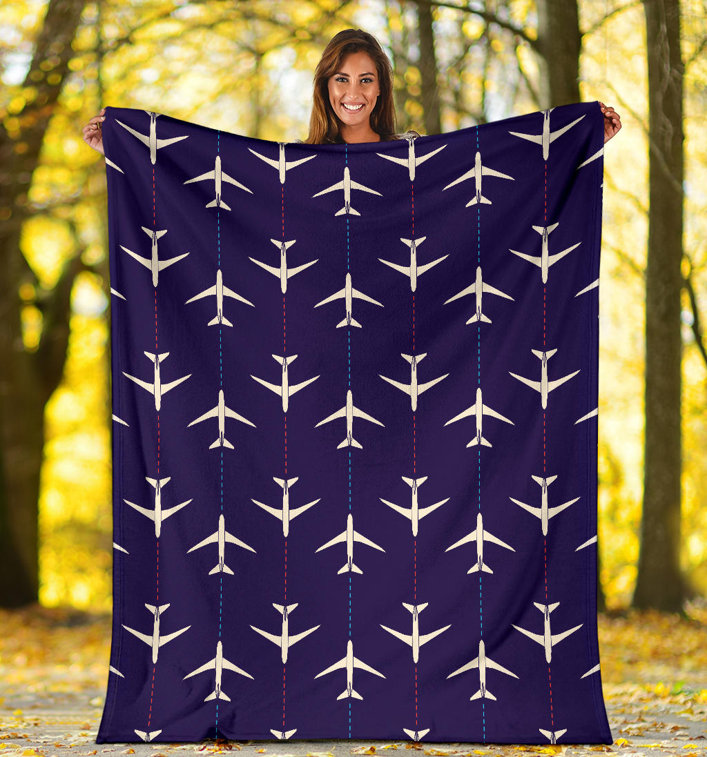 Airplane Pattern Print Design 03 Premium Blanket
