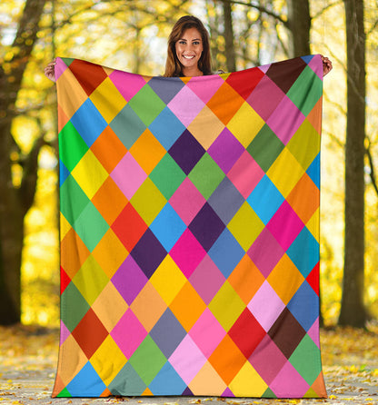 Harlequin Pattern Print Design 02 Premium Blanket
