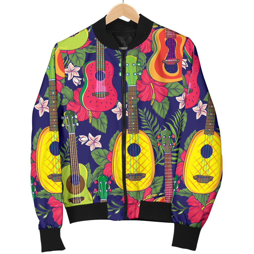 Ukulele Tropical Pattern Print Design 03 Men Bomber Jacket