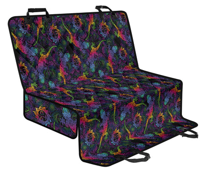 Gecko Rainbow Pattern Print Design 03 Rear Dog Car Seat Cover Hammock