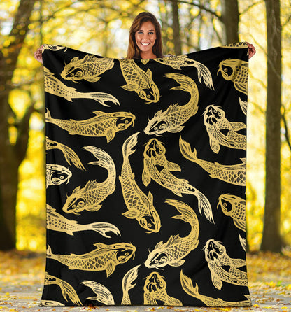 KOI Fish Pattern Print Design 03 Premium Blanket