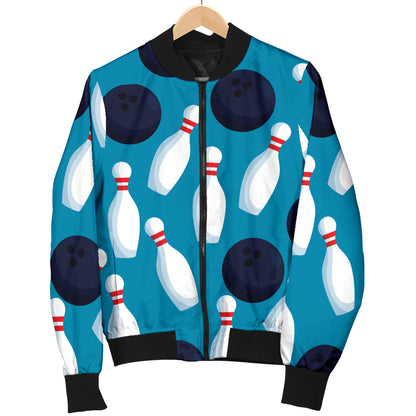 Bowling Pin Pattern Print Design 010 Men Bomber Jacket