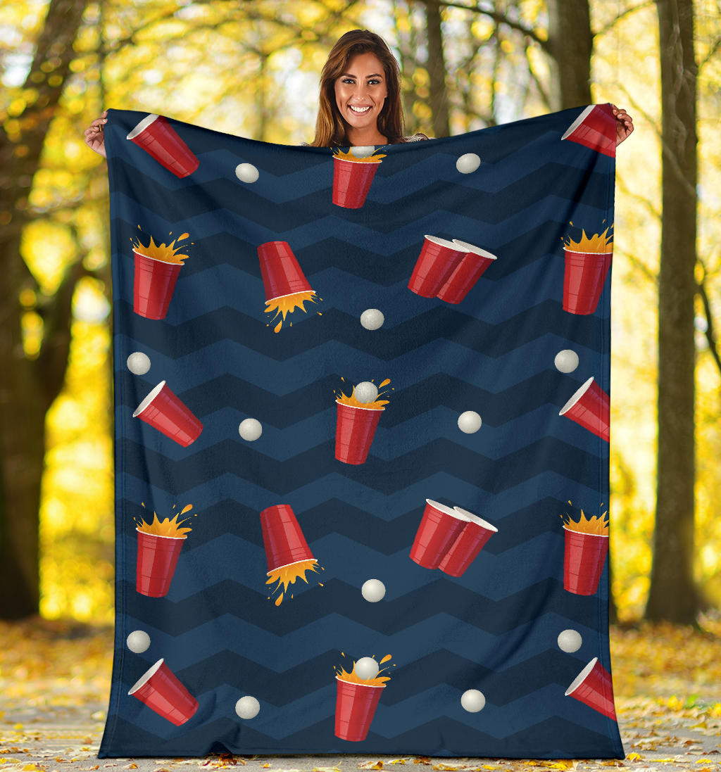 Beer Pong Pattern Print Design 01 Premium Blanket