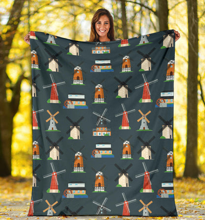 Windmill Pattern Print Design 04 Premium Blanket