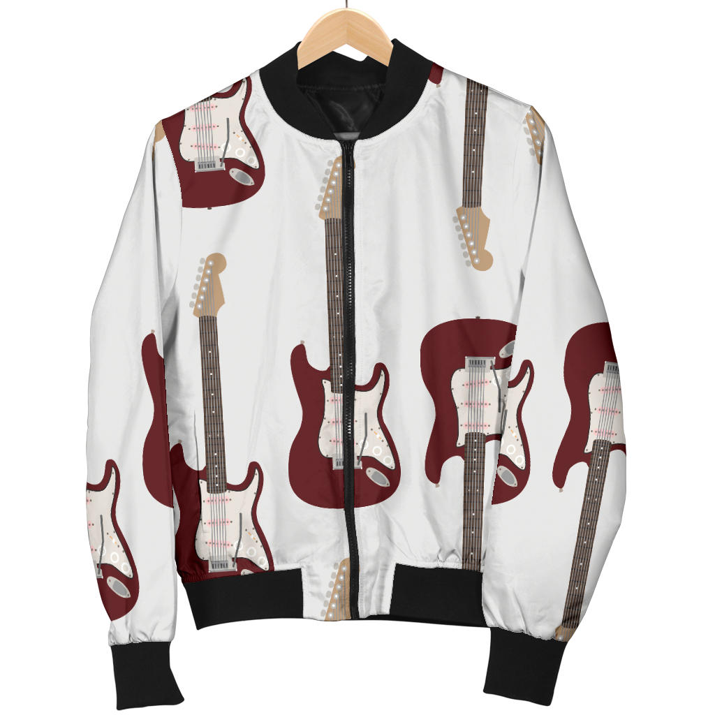 Bass Guitar Pattern Print Design 03 Men Bomber Jacket