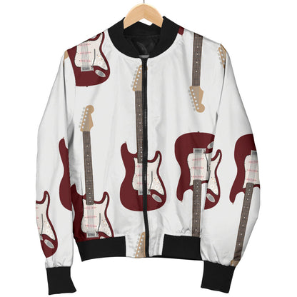 Bass Guitar Pattern Print Design 03 Men Bomber Jacket