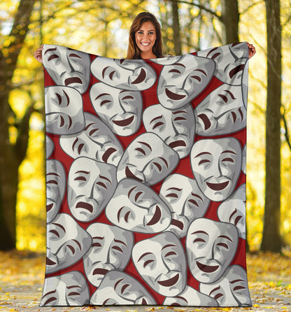 Acting Mask Pattern Print Design 01 Premium Blanket