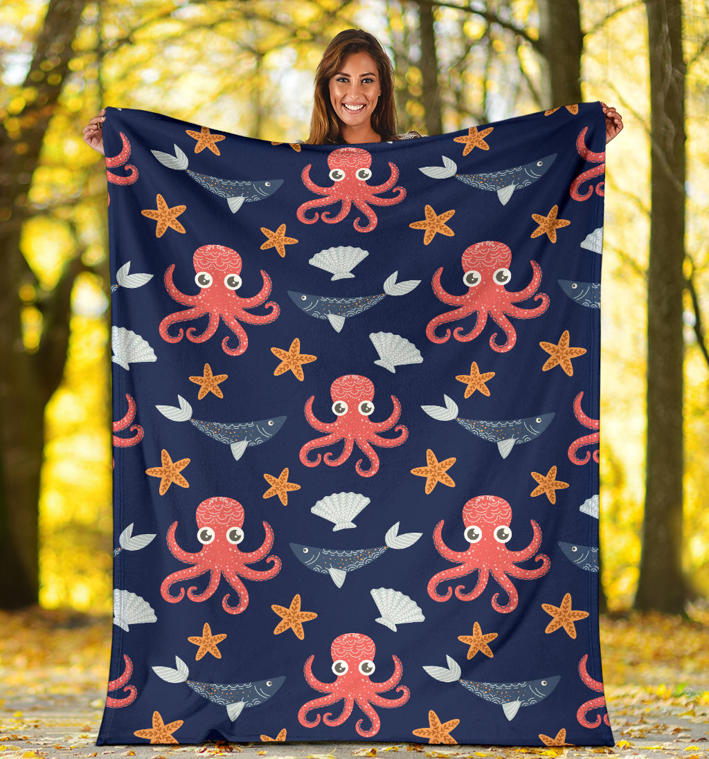 Octopus Pattern Print Design A04 Premium Blanket