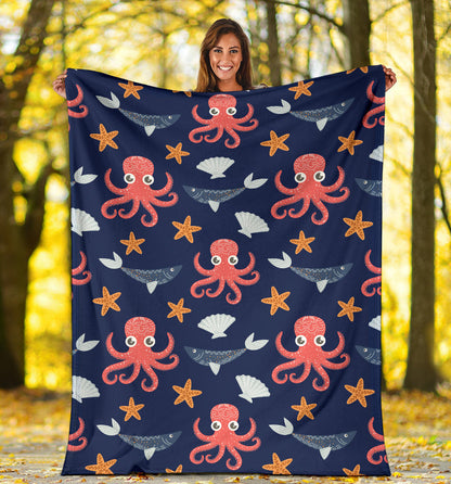 Octopus Pattern Print Design A04 Premium Blanket