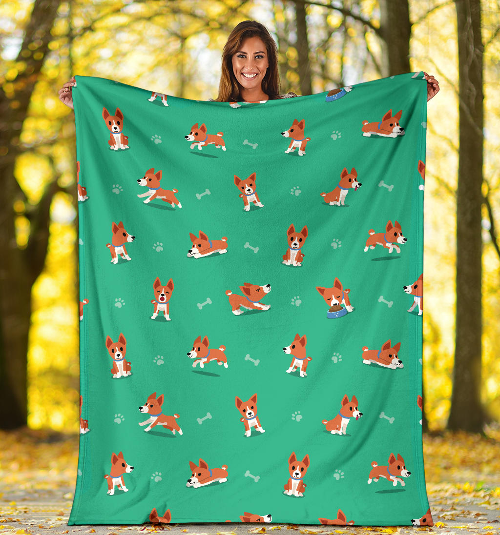 Basenji Pattern Print Design 02 Premium Blanket