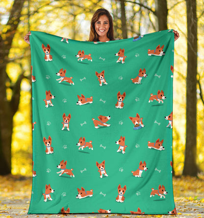 Basenji Pattern Print Design 02 Premium Blanket