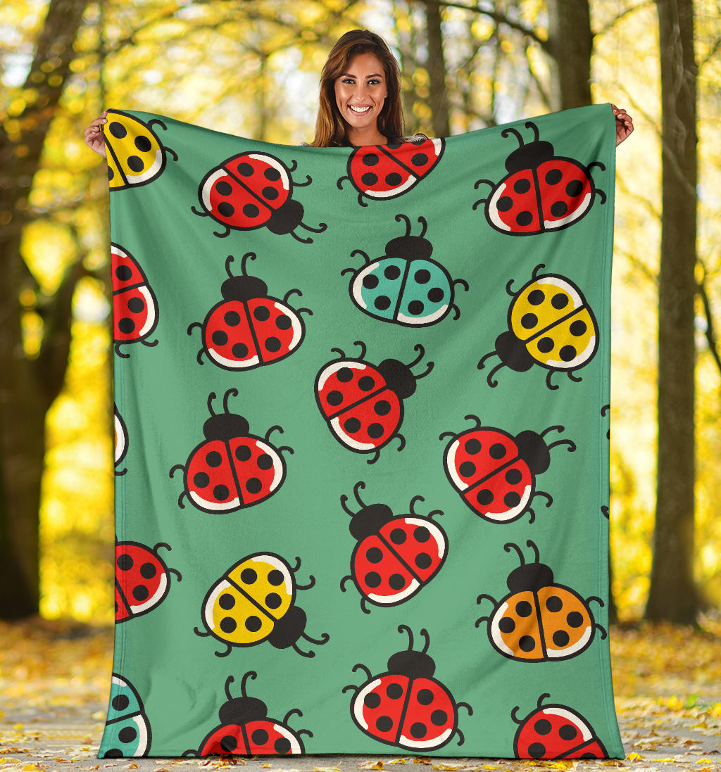 Ladybug Pattern Print Design 02 Premium Blanket