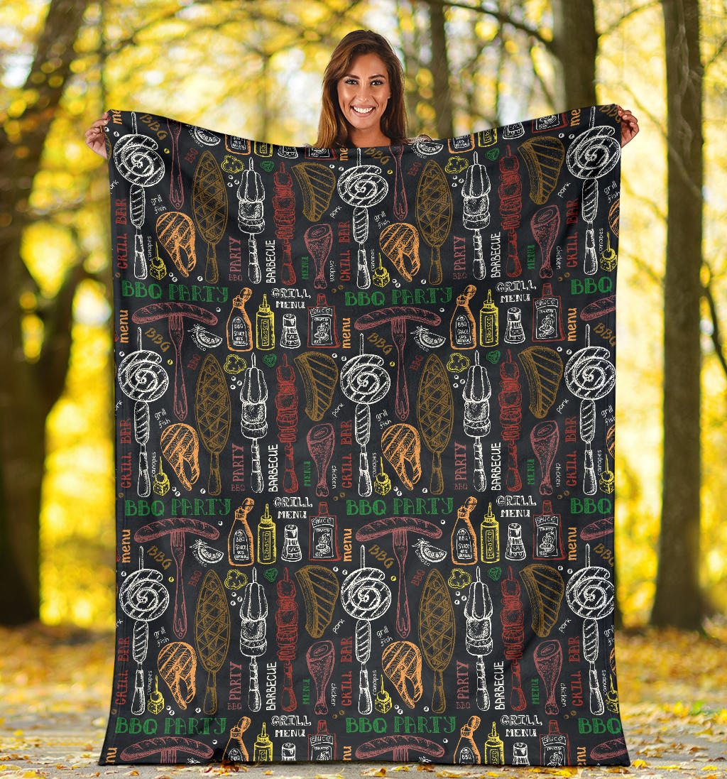 Barbecue Pattern Print Design 03 Premium Blanket