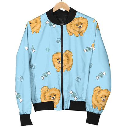 Pomeranians Pattern Print Design A03 Men Bomber Jacket