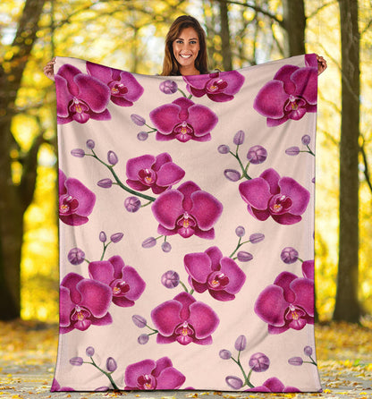 Orchid Pattern Print Design A02 Premium Blanket