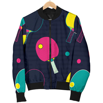 Ping Pong Pattern Print Design A04 Men Bomber Jacket