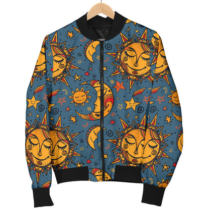 Celestial Moon Sun Pattern Print Design 02 Men Bomber Jacket